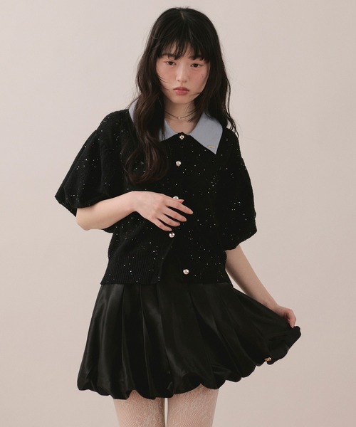 loin nuit（ロワンニュイ）の「spangle puff knit / スパンコールパフニット（ニット/セーター・レディース・ミント/イエロー/ブラック/ピンク・FREE）」の16枚目の写真