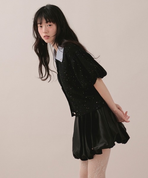 loin nuit（ロワンニュイ）の「spangle puff knit / スパンコールパフニット（ニット/セーター・レディース・ミント/イエロー/ブラック/ピンク・FREE）」の17枚目の写真