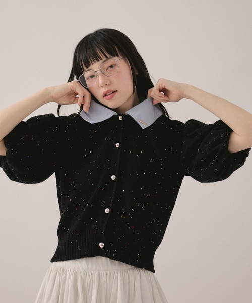 loin nuit（ロワンニュイ）の「spangle puff knit / スパンコールパフニット（ニット/セーター・レディース・ミント/イエロー/ブラック/ピンク・FREE）」の22枚目の写真