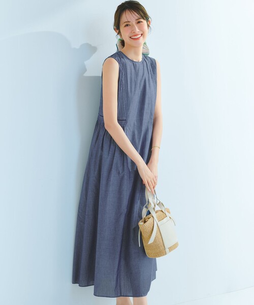 23区 S（ニジュウサンクチイサイサイズ）の「デニムローン ワンピース（ワンピース・レディース・ネイビー系/グレー系・32）」の2枚目の写真
