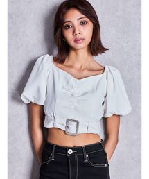 bijouバックルブラウス