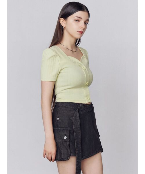 EMODA（エモダ）の「フロントボタンショートトップ（Tシャツ/カットソー・レディース・ライム/ホワイト/その他/ブラック・FREE）」の11枚目の写真