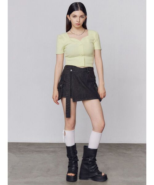 EMODA（エモダ）の「フロントボタンショートトップ（Tシャツ/カットソー・レディース・ライム/ホワイト/その他/ブラック・FREE）」の12枚目の写真