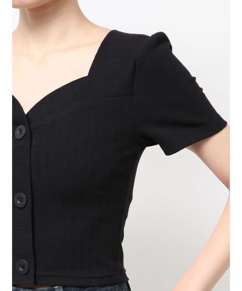EMODA(エモダ)の「フロントボタンショートトップ(Tシャツ/カットソー・レディース・ライム/ホワイト/その他/ブラック・FREE)」の12枚目の写真