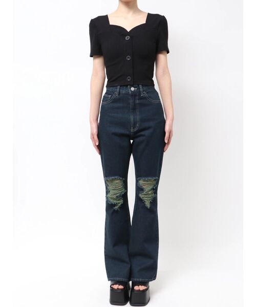 EMODA(エモダ)の「フロントボタンショートトップ(Tシャツ/カットソー・レディース・ライム/ホワイト/その他/ブラック・FREE)」の15枚目の写真