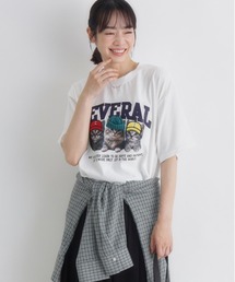 Right-on | HONEYSUCKLE ROSE(ハニーサックルローズ)ネコプリントショートTシャツ(Tシャツ/カットソー)