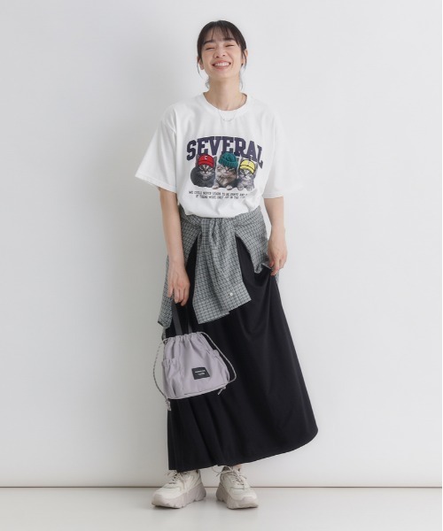 Right-on（ライトオン）の「HONEYSUCKLE ROSE(ハニーサックルローズ)ネコプリントショートTシャツ（Tシャツ/カットソー・レディース・ホワイト/ダークグレー/ライトピンク・L/M）」の17枚目の写真
