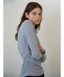 DRAPED SHIRRING T-SHIRT GREY