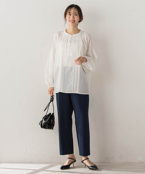 Droite lautreamont(ドロワットロートレアモン)の「コットンシアーボイルブラウス(シャツ/ブラウス・レディース・オフホワイト/ブルー/ブラック・M)」の17枚目の写真
