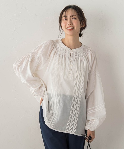 Droite lautreamont(ドロワットロートレアモン)の「コットンシアーボイルブラウス(シャツ/ブラウス・レディース・オフホワイト/ブルー/ブラック・M)」の13枚目の写真