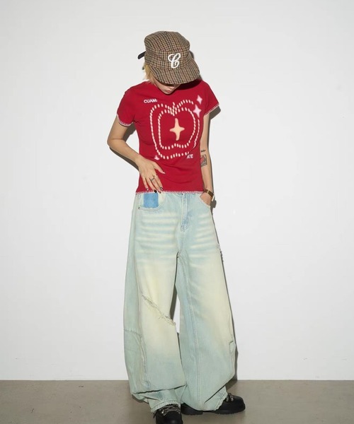 Achic(アシック)の「Y2K アップルプリント コンパクトT(Tシャツ/カットソー・レディース・レッド・M)」の10枚目の写真