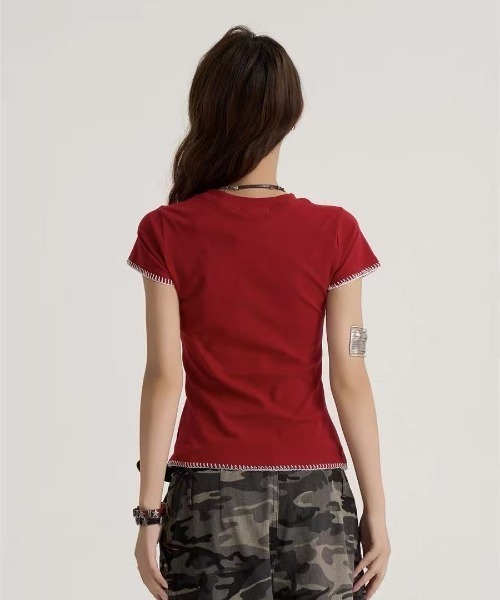 Achic(アシック)の「Y2K アップルプリント コンパクトT(Tシャツ/カットソー・レディース・レッド・M)」の12枚目の写真