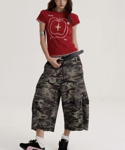 Achic(アシック)の「Y2K アップルプリント コンパクトT(Tシャツ/カットソー・レディース・レッド・M)」の13枚目の写真