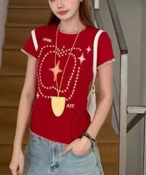 Achic(アシック)の「Y2K アップルプリント コンパクトT(Tシャツ/カットソー・レディース・レッド・M)」の17枚目の写真