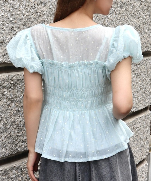 CECIL McBEE（セシルマクビー）の「ドット柄フリルギャザートップス（シャツ/ブラウス・レディース・ブルー/ブラック/アイボリー・FREE）」の10枚目の写真