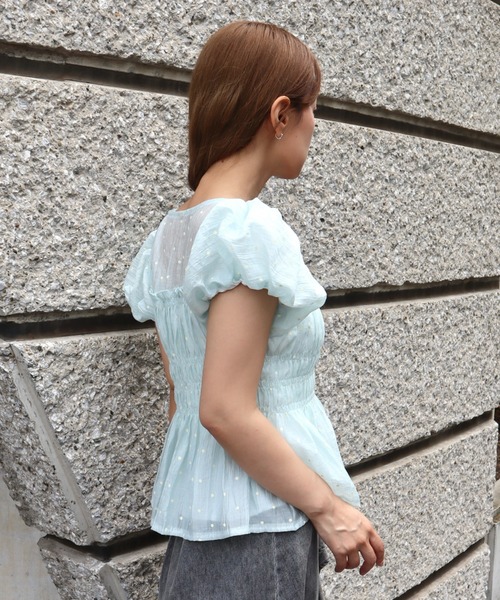 CECIL McBEE（セシルマクビー）の「ドット柄フリルギャザートップス（シャツ/ブラウス・レディース・ブルー/ブラック/アイボリー・FREE）」の11枚目の写真