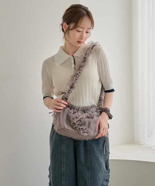 mideal(マイディール)の「frill design tulle bag / フリルデザインチュールバッグ(ショルダーバッグ・レディース・グレイッシュベージュ/アイボリー・FREE)」の20枚目の写真