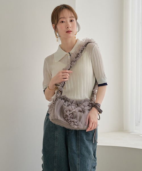 mideal(マイディール)の「frill design tulle bag / フリルデザインチュールバッグ(ショルダーバッグ・レディース・グレイッシュベージュ/アイボリー・FREE)」の21枚目の写真