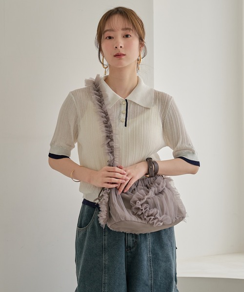 mideal(マイディール)の「frill design tulle bag / フリルデザインチュールバッグ(ショルダーバッグ・レディース・グレイッシュベージュ/アイボリー・FREE)」の15枚目の写真