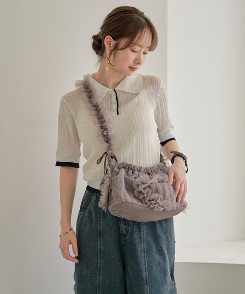 mideal(マイディール)の「frill design tulle bag / フリルデザインチュールバッグ(ショルダーバッグ・レディース・グレイッシュベージュ/アイボリー・FREE)」の16枚目の写真
