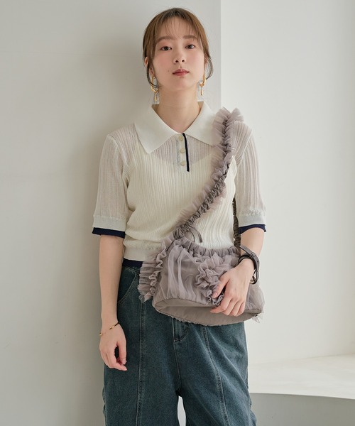 mideal(マイディール)の「frill design tulle bag / フリルデザインチュールバッグ(ショルダーバッグ・レディース・グレイッシュベージュ/アイボリー・FREE)」の18枚目の写真