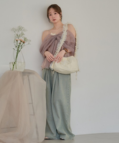 mideal(マイディール)の「frill design tulle bag / フリルデザインチュールバッグ(ショルダーバッグ・レディース・グレイッシュベージュ/アイボリー・FREE)」の8枚目の写真