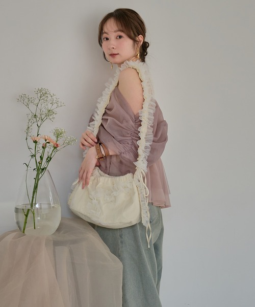 mideal(マイディール)の「frill design tulle bag / フリルデザインチュールバッグ(ショルダーバッグ・レディース・グレイッシュベージュ/アイボリー・FREE)」の19枚目の写真
