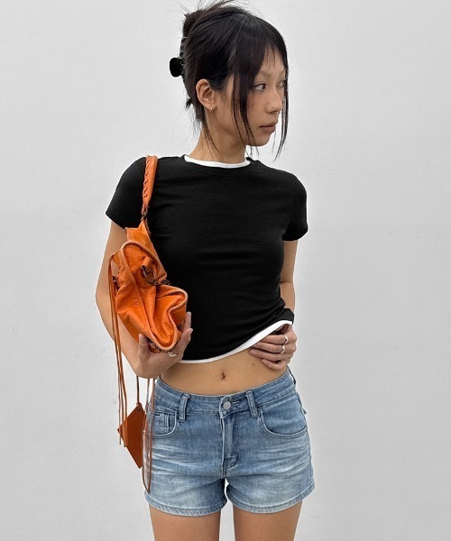 BLACKUP（ブラックアップ）の「[MADE] セルニーラウンドネック半袖Tシャツ（Tシャツ/カットソー・レディース・ホワイト/ピンク/ブラウン/ブラック・FREE）」の3枚目の写真