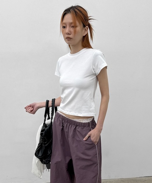 BLACKUP（ブラックアップ）の「[MADE] セルニーラウンドネック半袖Tシャツ（Tシャツ/カットソー・レディース・ホワイト/ピンク/ブラウン/ブラック・FREE）」の9枚目の写真