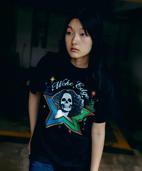 WOKE EDGE（ウォークエッジ）の「WOKE EDGE / ウォークエッジ Skull Star Tee（Tシャツ/カットソー・メンズ・ブラック/ブルー・MEDIUM/LARGE）」の3枚目の写真