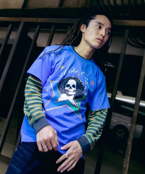 WOKE EDGE（ウォークエッジ）の「WOKE EDGE / ウォークエッジ Skull Star Tee（Tシャツ/カットソー・メンズ・ブラック/ブルー・MEDIUM/LARGE）」の10枚目の写真