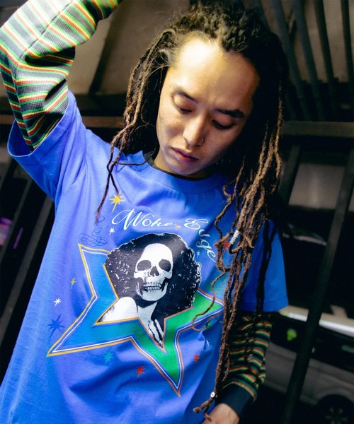 WOKE EDGE（ウォークエッジ）の「WOKE EDGE / ウォークエッジ Skull Star Tee（Tシャツ/カットソー・メンズ・ブラック/ブルー・MEDIUM/LARGE）」の9枚目の写真