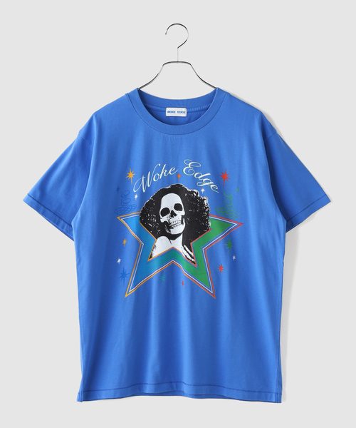 WOKE EDGE（ウォークエッジ）の「WOKE EDGE / ウォークエッジ Skull Star Tee（Tシャツ/カットソー・メンズ・ブラック/ブルー・MEDIUM/LARGE）」の8枚目の写真
