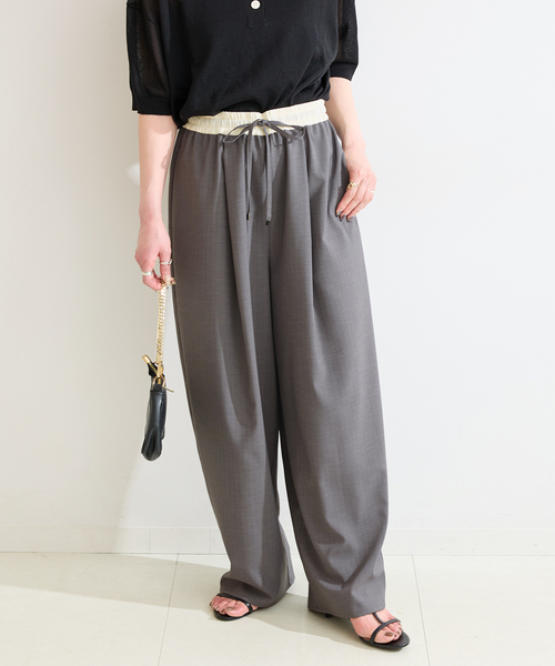 B.C STOCK(ベーセーストック)の「ウォッシャブル / ピンストライプボリュームパンツ(スラックス・レディース・カーキ/チャコールグレー/ネイビー・FREE)」の7枚目の写真