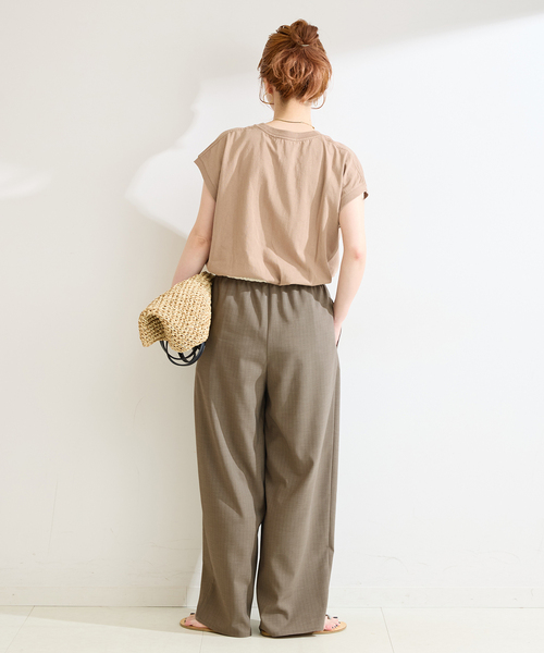 B.C STOCK(ベーセーストック)の「ウォッシャブル / ピンストライプボリュームパンツ(スラックス・レディース・カーキ/チャコールグレー/ネイビー・FREE)」の12枚目の写真