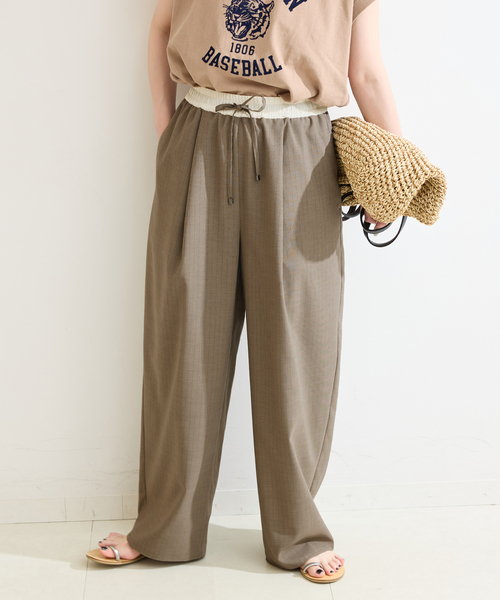 B.C STOCK(ベーセーストック)の「ウォッシャブル / ピンストライプボリュームパンツ(スラックス・レディース・カーキ/チャコールグレー/ネイビー・FREE)」の13枚目の写真