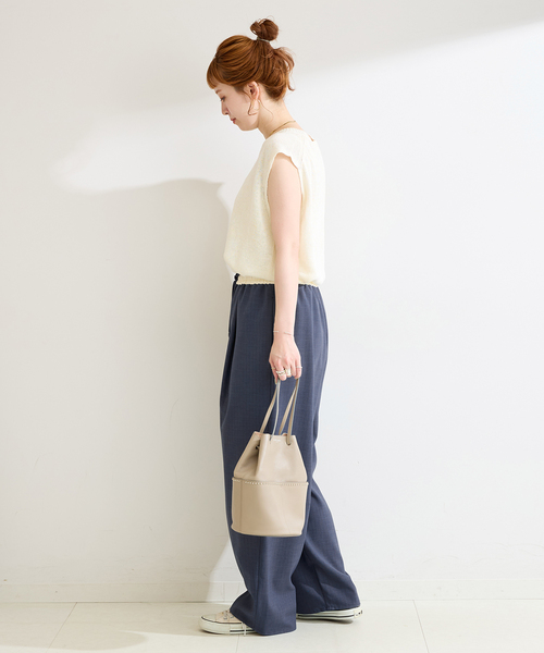 B.C STOCK(ベーセーストック)の「ウォッシャブル / ピンストライプボリュームパンツ(スラックス・レディース・カーキ/チャコールグレー/ネイビー・FREE)」の17枚目の写真