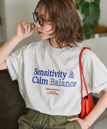 限定展開　配色 刺繍 ロゴ 半袖 Tシャツ