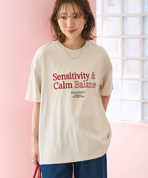 FREAK'S STORE(フリークスストア)の「限定展開 配色 刺繍 ロゴ 半袖 Tシャツ(Tシャツ/カットソー・レディース・ライトグレー/ナチュラル/ブラック/ベージュ・フリ-)」の10枚目の写真