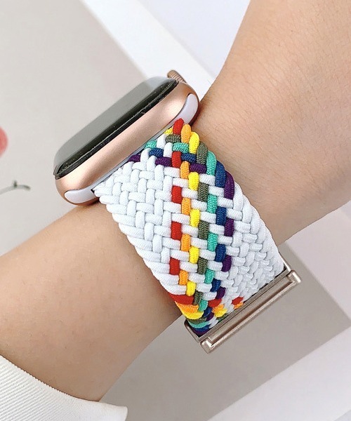 Fun & Daily(ファンアンドデイリー)の「Nylon Braid Strap For APPLE WATCH / アップルウオッチバンド(デジタル腕時計・レディース・ブラック系その他3/ブラック系その他2/パープル系その他/ブラック/ホワイト系その他/マルチ・B/A)」の1枚目の写真
