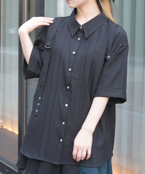 axes femme(アクシーズファム)の「タブデザインロングシャツ(シャツ/ブラウス・レディース・ブラック/ホワイト・FREE)」の10枚目の写真