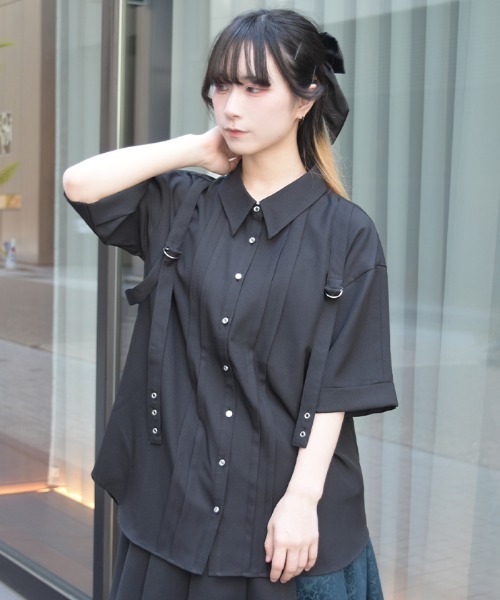 axes femme(アクシーズファム)の「タブデザインロングシャツ(シャツ/ブラウス・レディース・ブラック/ホワイト・FREE)」の12枚目の写真