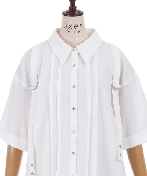 axes femme(アクシーズファム)の「タブデザインロングシャツ(シャツ/ブラウス・レディース・ブラック/ホワイト・FREE)」の16枚目の写真