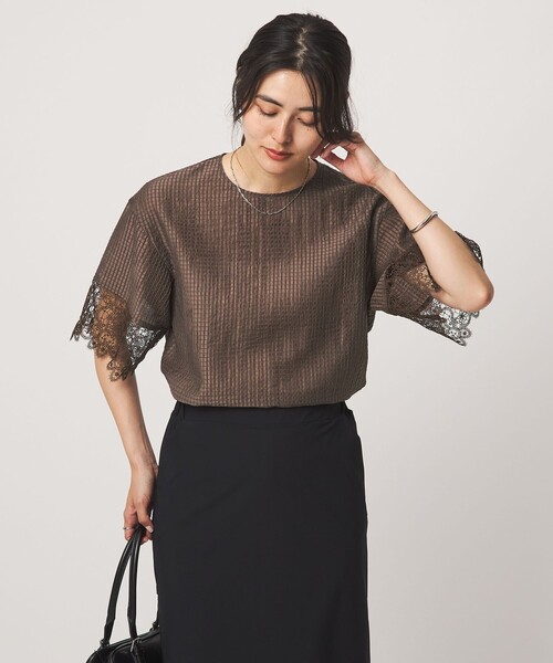 green label relaxing（グリーンレーベルリラクシング）の「シアー チェック ブラウス（シャツ/ブラウス・レディース・ブラック/ブラウン・FREE）」の19枚目の写真