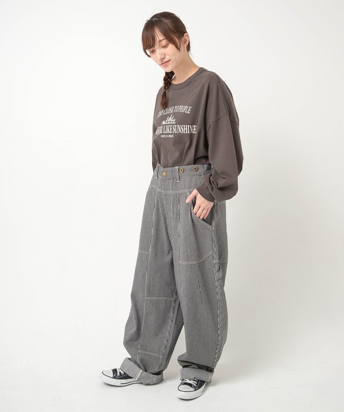 URCH RNA(アーチ アールエヌエー)の「M2702 "太陽ノヨウナ人"プリントBIGロンT(Tシャツ/カットソー・レディース・グリーン/チャコール/ホワイト・FREE)」の22枚目の写真