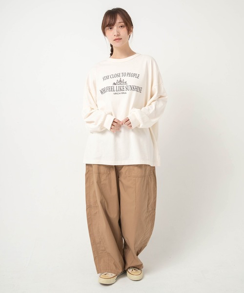 URCH RNA(アーチ アールエヌエー)の「M2702 "太陽ノヨウナ人"プリントBIGロンT(Tシャツ/カットソー・レディース・グリーン/チャコール/ホワイト・FREE)」の17枚目の写真