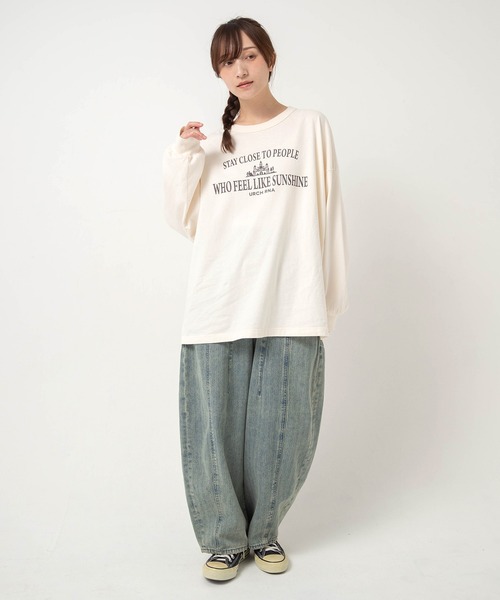 URCH RNA(アーチ アールエヌエー)の「M2702 "太陽ノヨウナ人"プリントBIGロンT(Tシャツ/カットソー・レディース・グリーン/チャコール/ホワイト・FREE)」の18枚目の写真