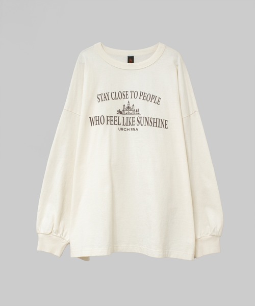 URCH RNA(アーチ アールエヌエー)の「M2702 "太陽ノヨウナ人"プリントBIGロンT(Tシャツ/カットソー・レディース・グリーン/チャコール/ホワイト・FREE)」の5枚目の写真