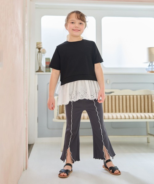 Piet(ピエット)の「裾レースチュール トップス(Tシャツ/カットソー・キッズ・ブラック/オフホワイト・110/100/120/130)」の9枚目の写真