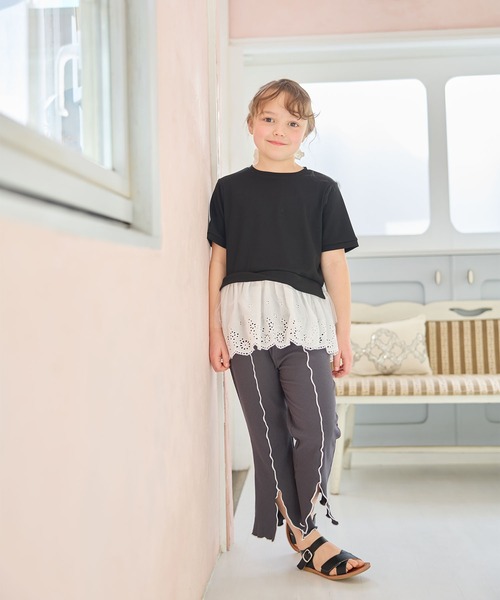 Piet(ピエット)の「裾レースチュール トップス(Tシャツ/カットソー・キッズ・ブラック/オフホワイト・110/100/120/130)」の19枚目の写真